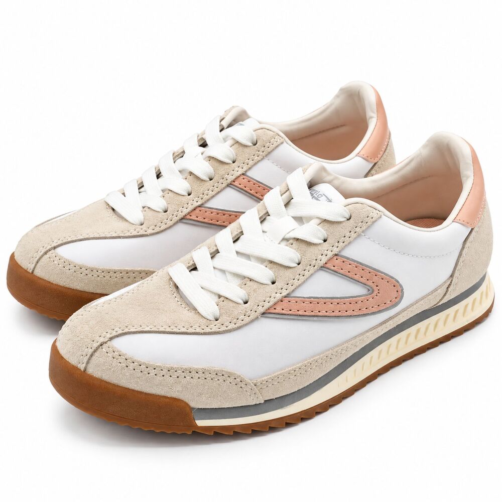 Tretorn "Rawlins" Women’s, Leather & Nylon/Canvas, Sneaker (Gray/Pink) - NEW